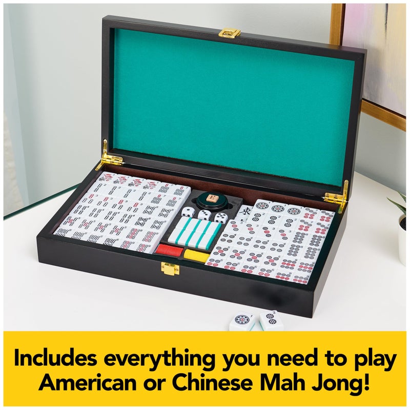 Spin Master Games Legacy Deluxe Mah Jong Classic Game with Two-Toned Tiles and Lined Wood Storage Case, Family Game for 4 Players Ages 8 and up - Image 4